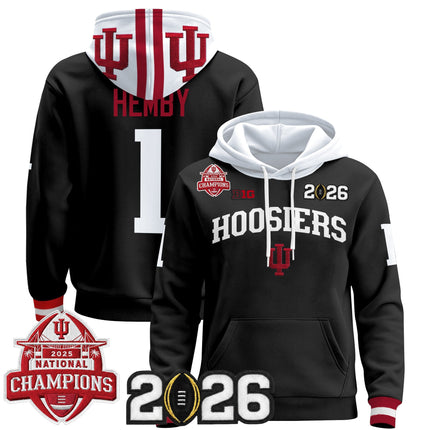 Men's Indiana Hoosiers 2025 National Champions & 2026 CFP Final Patch Premium Pullover Hoodie V2 - All Stitched