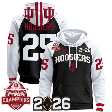 Men's Indiana Hoosiers 2025 National Champions & 2026 CFP Final Patch Premium Pullover Hoodie V2 - All Stitched