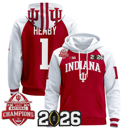 Men's Indiana Hoosiers 2025 National Champions & 2026 CFP Final Patch Premium Pullover Hoodie V2 - All Stitched