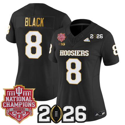Women's Indiana Hoosiers 2025 National Champions & 2026 CFP Final Patch Gold Trim Vapor Limited Jersey - All Stitched