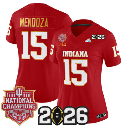 Women's Indiana Hoosiers 2025 National Champions & 2026 CFP Final Patch Gold Trim Vapor Limited Jersey - All Stitched