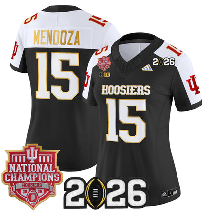 Women's Indiana Hoosiers 2025 National Champions & 2026 CFP Final Patch Gold Trim Vapor Limited Jersey - All Stitched