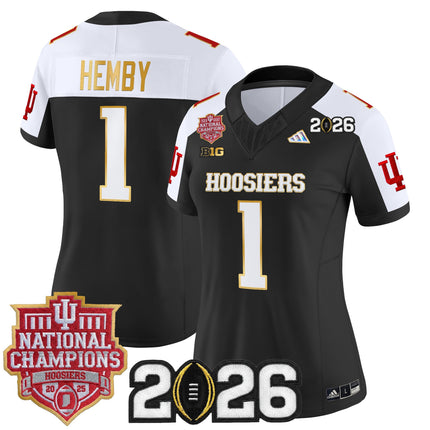 Women's Indiana Hoosiers 2025 National Champions & 2026 CFP Final Patch Gold Trim Vapor Limited Jersey - All Stitched