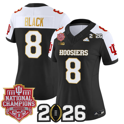 Women's Indiana Hoosiers 2025 National Champions & 2026 CFP Final Patch Gold Trim Vapor Limited Jersey - All Stitched