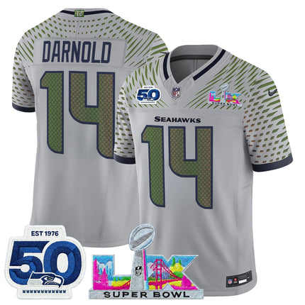 Men's Seattle Seahawks "Super Bowl LX & 50th Patch" Vapor Limited Jersey - All Stitched