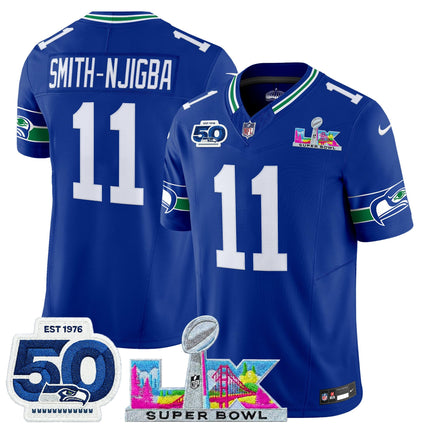 Men's Seattle Seahawks "Super Bowl LX & 50th Patch" Vapor Limited Jersey - All Stitched