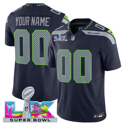 Seattle Seahawks Super Bowl LX Vapor Limited Custom Jersey - All Stitched