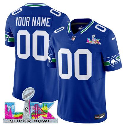 Seattle Seahawks Super Bowl LX Vapor Limited Custom Jersey - All Stitched