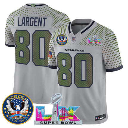 Men's Seattle Seahawks "Super Bowl LX & United States 250th Patch" Vapor Limited Jersey - All Stitched