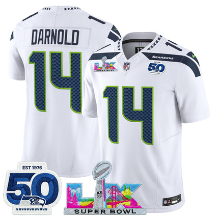 Men's Seattle Seahawks "Super Bowl LX & 50th Patch" Vapor Limited Jersey - All Stitched
