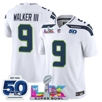 Men's Seattle Seahawks "Super Bowl LX & 50th Patch" Vapor Limited Jersey - All Stitched
