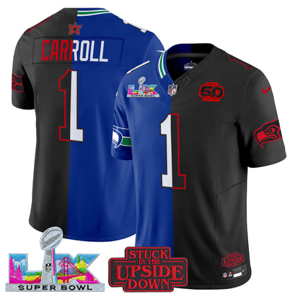 Men's Seattle Seahawks 'Upside Down Edition' Vapor Limited Jersey - Super Bowl LX Patch - All Stitched