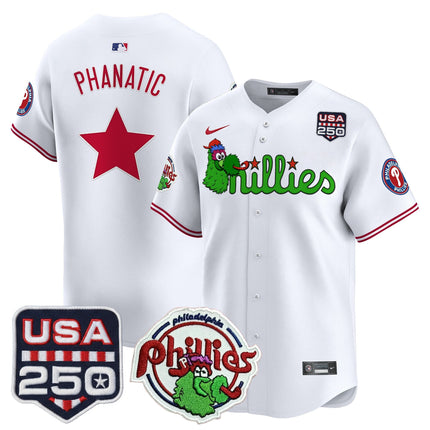 Men's Philadelphia Phillies Phanatic & 250America Patch Vapor Premier Limited Jersey - All Stitched