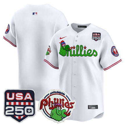 Men's Philadelphia Phillies Phanatic & 250America Patch Vapor Premier Limited Jersey - All Stitched