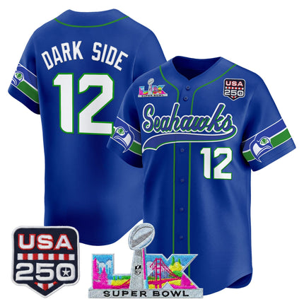 Men's Seattle Seahawks "Super Bowl LX & 250America Patch" Vapor Baseball Jersey - All Stitched