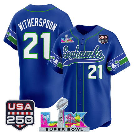 Men's Seattle Seahawks "Super Bowl LX & 250America Patch" Vapor Baseball Jersey - All Stitched