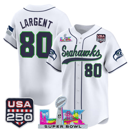 Men's Seattle Seahawks "Super Bowl LX & 250America Patch" Vapor Baseball Jersey - All Stitched