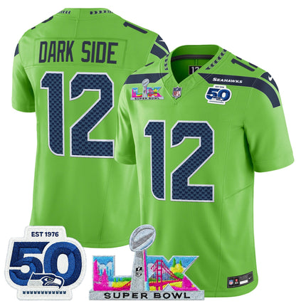 Men's Seattle Seahawks "Super Bowl LX & 50th Patch" Vapor Limited Jersey - All Stitched