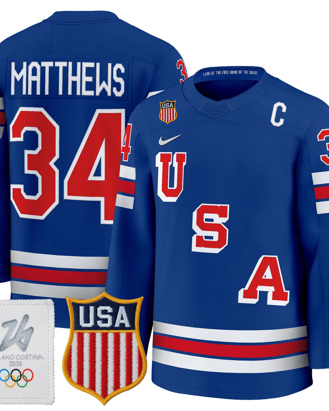 Men's 2026 USA Olympic Premium Hockey Jersey - All Stitched