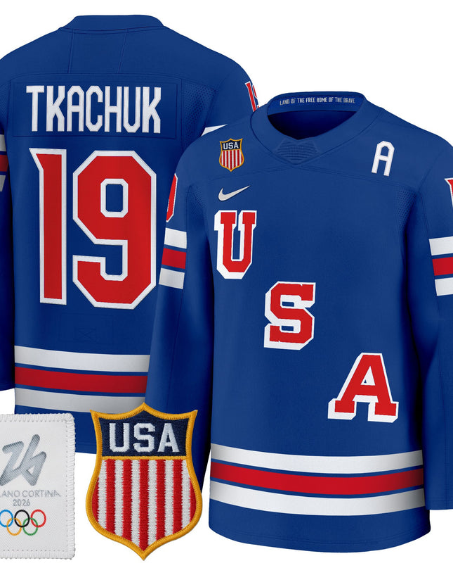 Men's 2026 USA Olympic Premium Hockey Jersey - All Stitched
