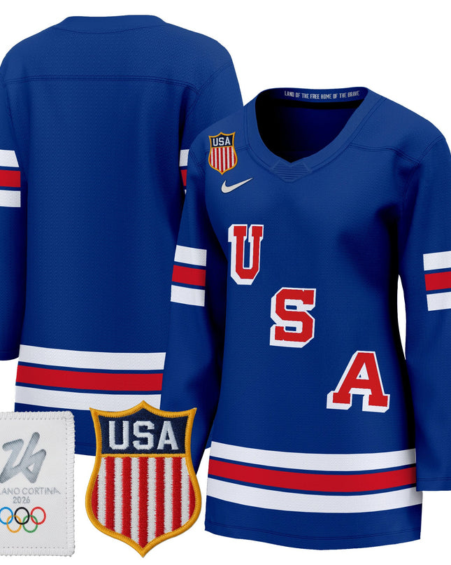 Women's 2026 USA Olympic Premium Hockey Jersey - All Stitched