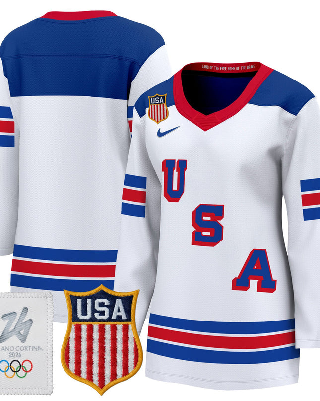 Women's 2026 USA Olympic Premium Hockey Jersey - All Stitched
