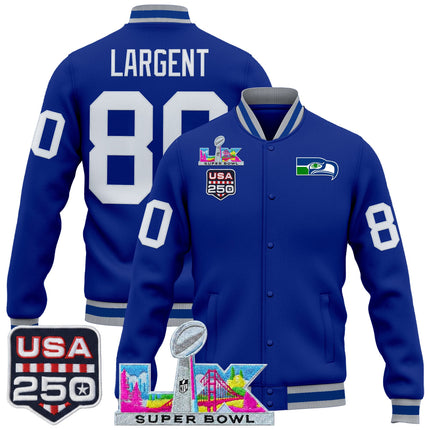 Men's Seattle Seahawks "Super Bowl LX & United States 250th Anniversary Patch" Jacket- All Stitched