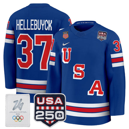 Men's 2026 USA Olympic 250America Patch Premium Hockey Jersey - All Stitched