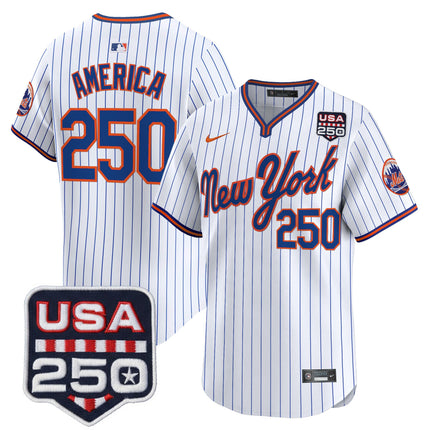 Men's New York Mets Road Alternate & 250America Patch Vapor Limited Jersey - All Stitched