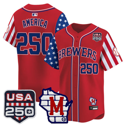 Men's Milwaukee Brewers "America250 Edition" Vapor Premier Limited Jersey - All Stitched
