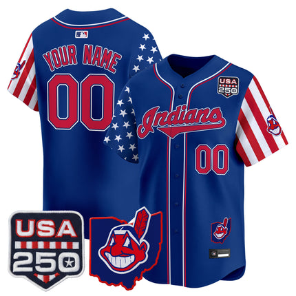 Cleveland Indians "America250 Edition" Vapor Premier Limited Custom Jersey - All Stitched