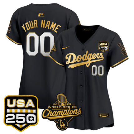 Dodgers 2025 World Series Champions & 250America Patch Vapor Premier Limited Custom Jersey - All Stitched