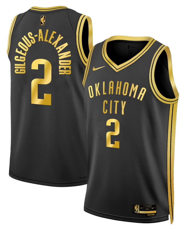 Shai Gilgeous-Alexander Oklahoma City Thunder Black Gold Jersey - All Stitched