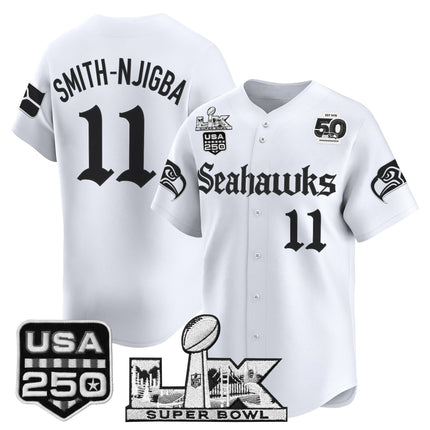 Men's Seattle Seahawks “Super Bowl LX & 50th Patch” Vapor Baseball Jersey - Gothic Edition - All Stitched
