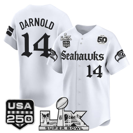 Men's Seattle Seahawks “Super Bowl LX & 50th Patch” Vapor Baseball Jersey - Gothic Edition - All Stitched