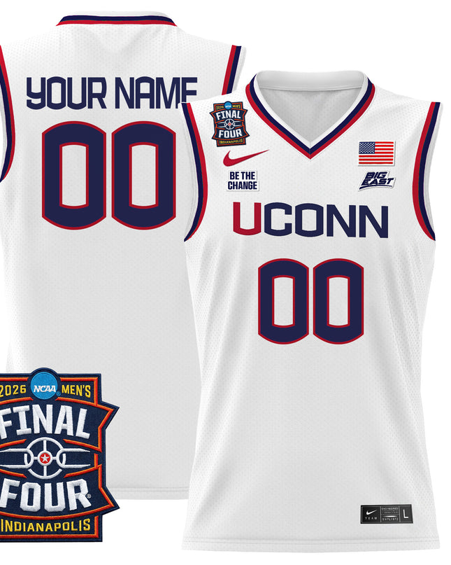 UConn Huskies 2026 Final Four Patch Custom Basketball Jersey - All Stitched