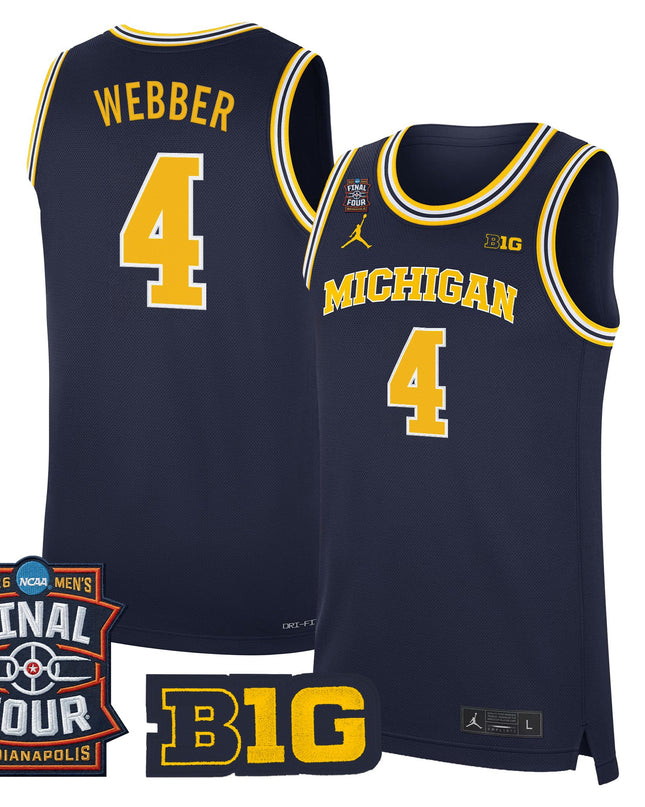 Men's Michigan Wolverines 2026 Final Four Patch Basketball Jersey - All Stitched