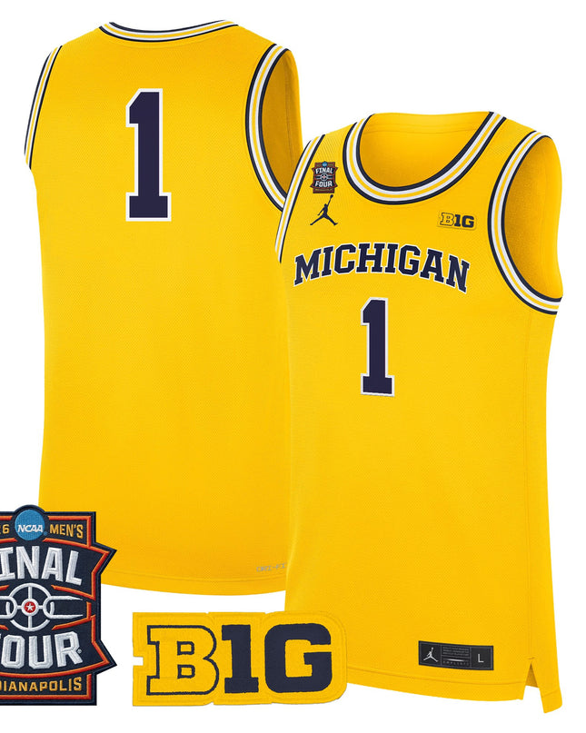 Men's Michigan Wolverines 2026 Final Four Patch Basketball Jersey - All Stitched