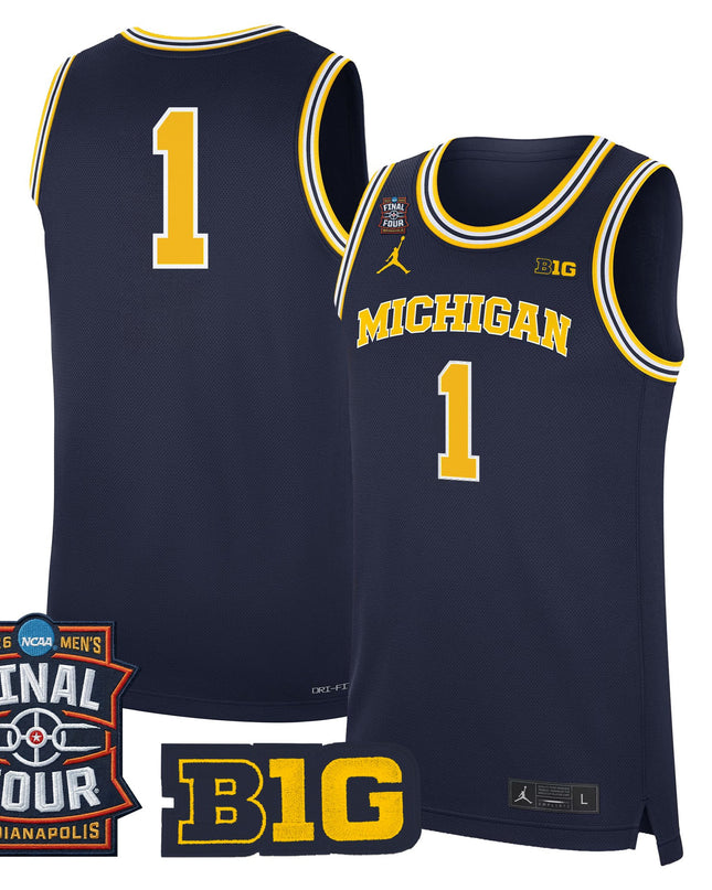Men's Michigan Wolverines 2026 Final Four Patch Basketball Jersey - All Stitched