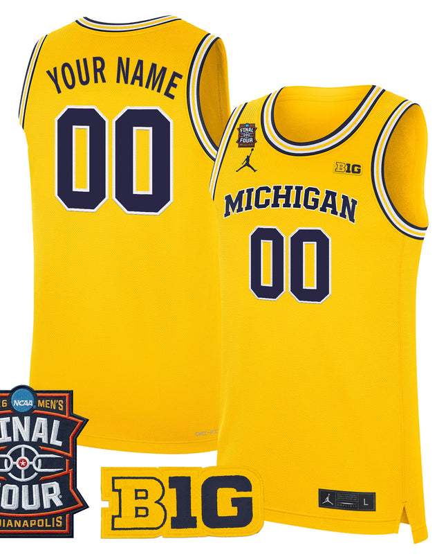 Michigan Wolverines 2026 Final Four Patch Custom Basketball Jersey - All Stitched