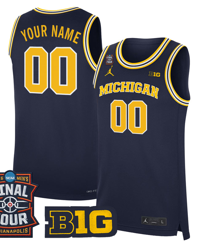 Michigan Wolverines 2026 Final Four Patch Custom Basketball Jersey - All Stitched