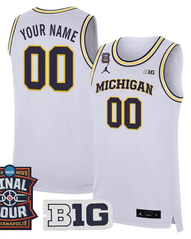 Michigan Wolverines 2026 Final Four Patch Custom Basketball Jersey - All Stitched