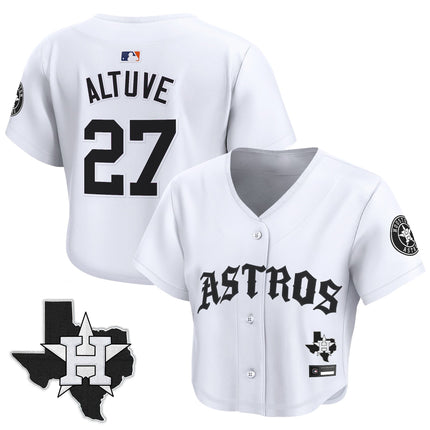 Women's Houston Astros 'Old English Edition' Crop Top Baseball Jersey - All Stitched