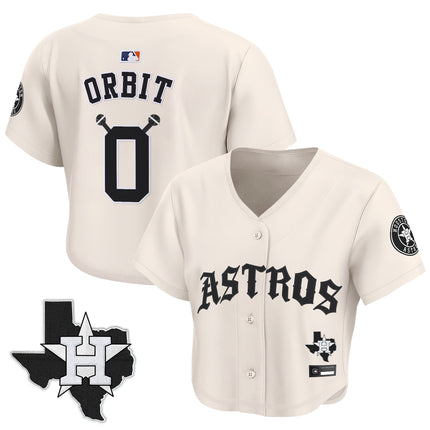 Women's Houston Astros 'Old English Edition' Crop Top Baseball Jersey - All Stitched