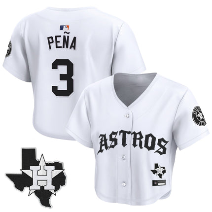 Women's Houston Astros 'Old English Edition' Crop Top Baseball Jersey - All Stitched
