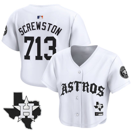 Women's Houston Astros 'Old English Edition' Crop Top Baseball Jersey - All Stitched