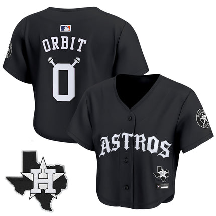 Women's Houston Astros 'Old English Edition' Crop Top Baseball Jersey - All Stitched
