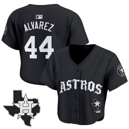 Women's Houston Astros 'Old English Edition' Crop Top Baseball Jersey - All Stitched