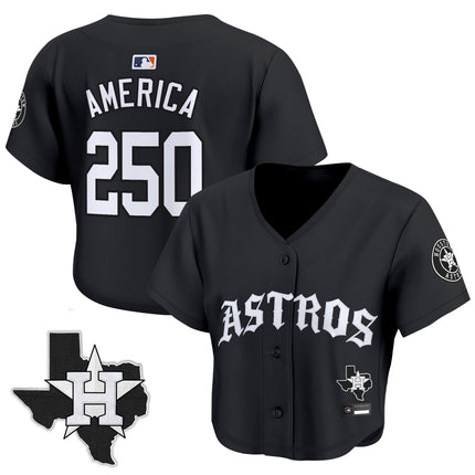 Women's Houston Astros 'Old English Edition' Crop Top Baseball Jersey - All Stitched