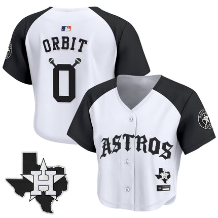 Women's Houston Astros 'Old English Edition' Crop Top Baseball Jersey - All Stitched